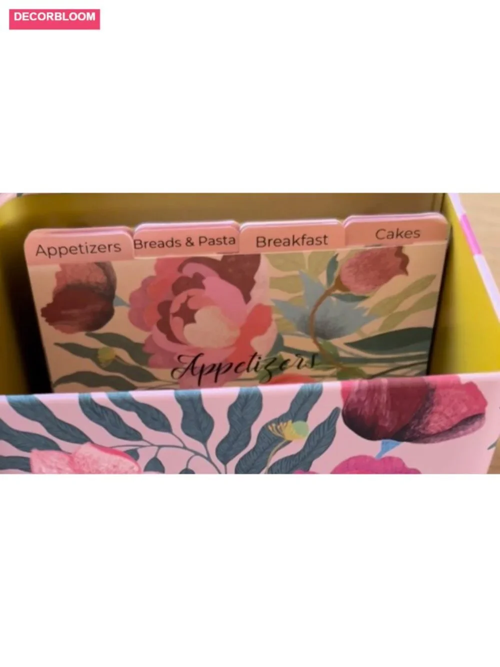 Lemon Recipe Box with 50 4x6 Cards & 12 Dividers Metal Hinged Lid